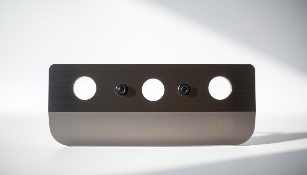 A close-up view of a well-maintained lawn mower blade, showcasing its proper height and sharpness. The blade is positioned against a clean, light background, illuminated by soft, natural lighting from the side, casting subtle shadows that accentuate its contours and edges. The blade's metal surface reflects the light, giving it a polished, professional appearance. The depth of field is shallow, keeping the blade in focus while blurring the background, directing the viewer's attention to the critical details of blade maintenance. The overall composition and lighting create a sense of clarity, precision, and the importance of proper lawn equipment care. A close-up view of a well-maintained lawn mower blade, showcasing its proper height and sharpness. The blade is positioned against a clean, light background, illuminated by soft, natural lighting from the side, casting subtle shadows that accentuate its contours and edges. The blade's metal surface reflects the light, giving it a polished, professional appearance. The depth of field is shallow, keeping the blade in focus while blurring the background, directing the viewer's attention to the critical details of blade maintenance. The overall composition and lighting create a sense of clarity, precision, and the importance of proper lawn equipment care.