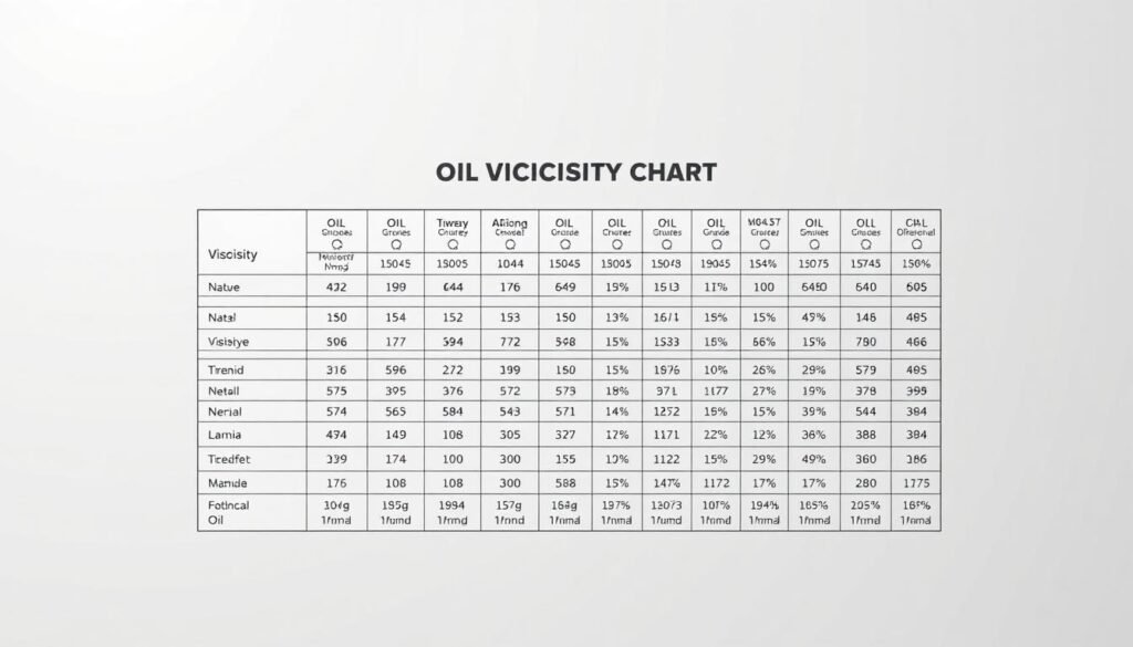 A detailed, technical illustration of a lawn mower oil viscosity chart, presented on a neutral gray backdrop with soft, directional lighting from the top left. The chart features various oil grades and their respective viscosity measurements, displayed in a clean, organized layout. The foreground showcases the chart itself, rendered with precision and clarity, while the middle ground includes technical labels and numerical values. The background maintains a minimalist, studio-like atmosphere, allowing the chart to be the central focus of the image. A detailed, technical illustration of a lawn mower oil viscosity chart, presented on a neutral gray backdrop with soft, directional lighting from the top left. The chart features various oil grades and their respective viscosity measurements, displayed in a clean, organized layout. The foreground showcases the chart itself, rendered with precision and clarity, while the middle ground includes technical labels and numerical values. The background maintains a minimalist, studio-like atmosphere, allowing the chart to be the central focus of the image.