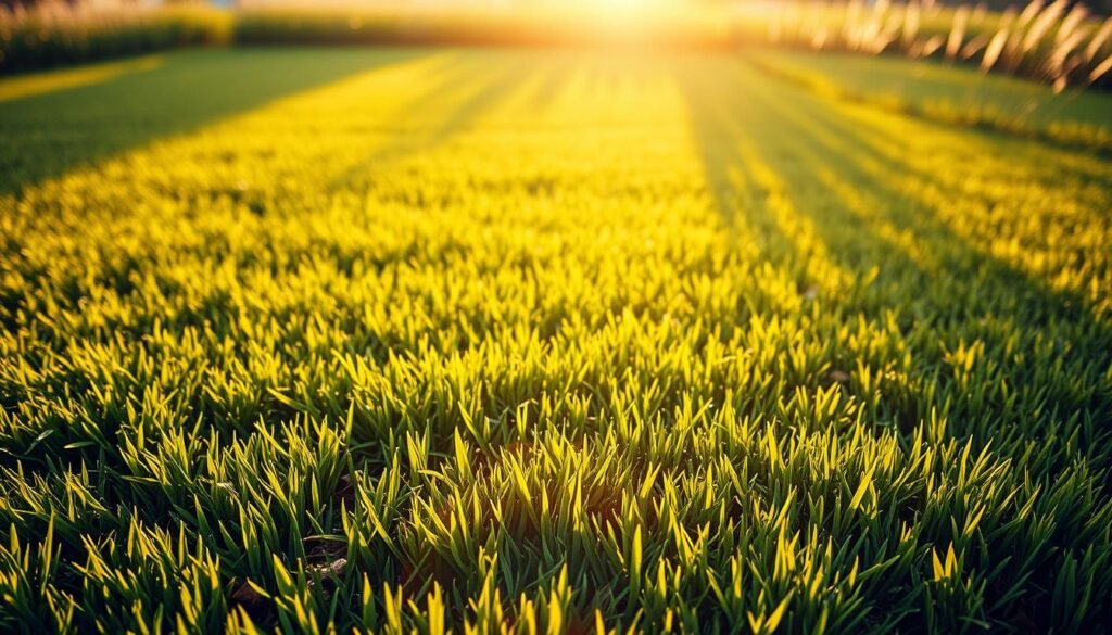 A lush, verdant lawn under a warm, golden afternoon sun. In the foreground, a freshly mowed section with crisp, even stripes, the freshly cut grass still glistening with dew. The middle ground showcases the transition between the mowed and unmowed areas, revealing the gradual growth of the new grass. In the background, the untouched sections of the lawn stand tall, awaiting their turn for the first mow, their blades swaying gently in a light breeze. The image conveys a sense of timing and the optimal moment to maintain a healthy, thriving lawn - not too early, not too late, but just right. A lush, verdant lawn under a warm, golden afternoon sun. In the foreground, a freshly mowed section with crisp, even stripes, the freshly cut grass still glistening with dew. The middle ground showcases the transition between the mowed and unmowed areas, revealing the gradual growth of the new grass. In the background, the untouched sections of the lawn stand tall, awaiting their turn for the first mow, their blades swaying gently in a light breeze. The image conveys a sense of timing and the optimal moment to maintain a healthy, thriving lawn - not too early, not too late, but just right.