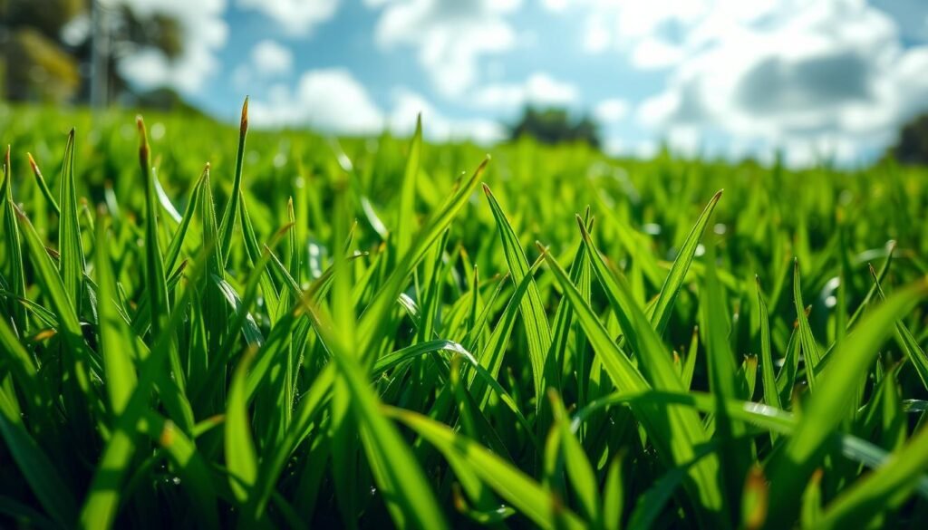 A vibrant, lush green lawn, with sunlight gently filtering through wispy clouds, revealing the delicate, glistening tips of the freshly mowed grass. In the foreground, the blades are parted, showcasing the intricate textures and hues of the damp vegetation. A close-up, high-angle perspective emphasizes the detailed patterns and the subtle sheen of the moisture-laden grass. The overall scene conveys a sense of tranquility and a harmonious balance between nature and the task of carefully maintaining a well-manicured outdoor space. A vibrant, lush green lawn, with sunlight gently filtering through wispy clouds, revealing the delicate, glistening tips of the freshly mowed grass. In the foreground, the blades are parted, showcasing the intricate textures and hues of the damp vegetation. A close-up, high-angle perspective emphasizes the detailed patterns and the subtle sheen of the moisture-laden grass. The overall scene conveys a sense of tranquility and a harmonious balance between nature and the task of carefully maintaining a well-manicured outdoor space.