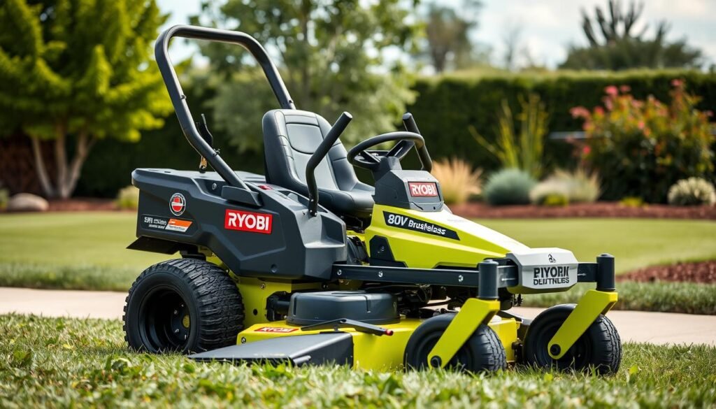 Generate an image of the Ryobi 80V Brushless 30-inch Zero Turn Mower Generate an image of the Ryobi 80V Brushless 30-inch Zero Turn Mower