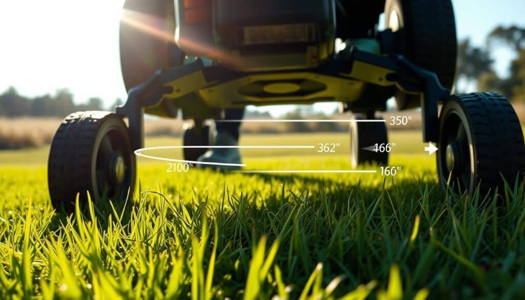 A detailed illustration of lawn mower speed ranges, captured from a low angle with a sharp, wide-angle lens. The foreground features a well-maintained lawn with vibrant green grass, punctuated by the sleek silhouette of a modern push mower in motion. The middle ground showcases various speed indicators, visually represented by dynamic lines and arrows to convey a sense of velocity. In the background, a sun-dappled landscape frames the scene, creating a crisp, well-lit atmosphere that emphasizes the technical precision of the mower's performance. The overall composition aims to provide a clear, informative, and visually engaging representation of lawn mower speed ranges. A detailed illustration of lawn mower speed ranges, captured from a low angle with a sharp, wide-angle lens. The foreground features a well-maintained lawn with vibrant green grass, punctuated by the sleek silhouette of a modern push mower in motion. The middle ground showcases various speed indicators, visually represented by dynamic lines and arrows to convey a sense of velocity. In the background, a sun-dappled landscape frames the scene, creating a crisp, well-lit atmosphere that emphasizes the technical precision of the mower's performance. The overall composition aims to provide a clear, informative, and visually engaging representation of lawn mower speed ranges.
